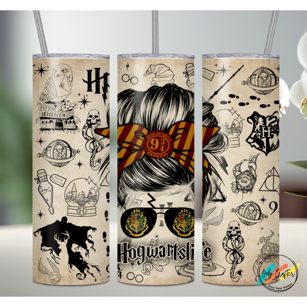 Harry Potter 20oz Skinny Tumbler Custom W/ Metal Straw Double Insulated